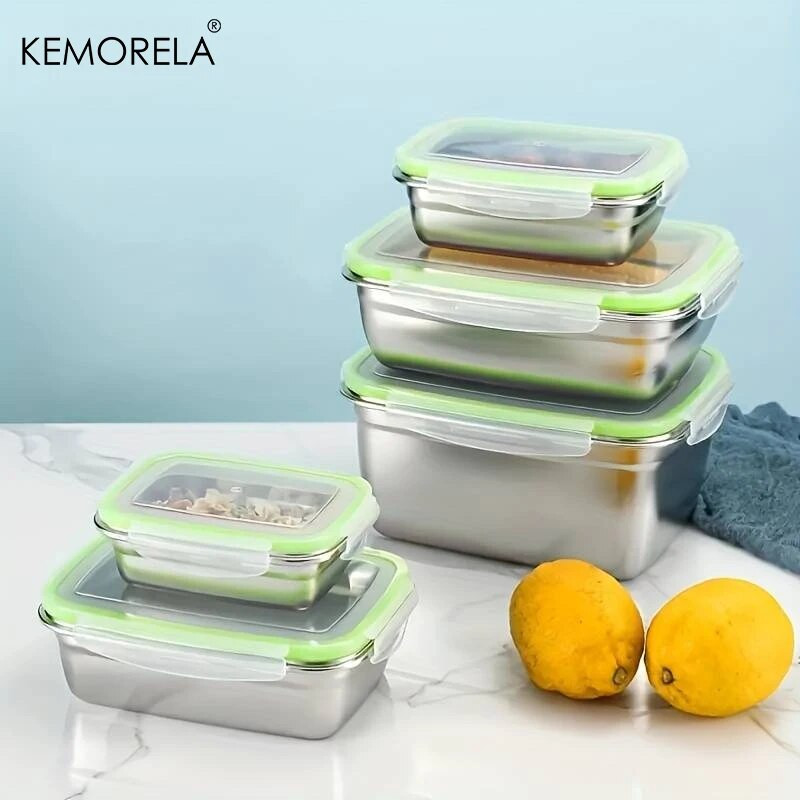 304 rozsdamentes acél Bento ebédlődoboz gyerekeknek felnőtteknek Hordozható frissen eltartható zárt dobozos ételtároló konténerek munkahelyi piknikhez