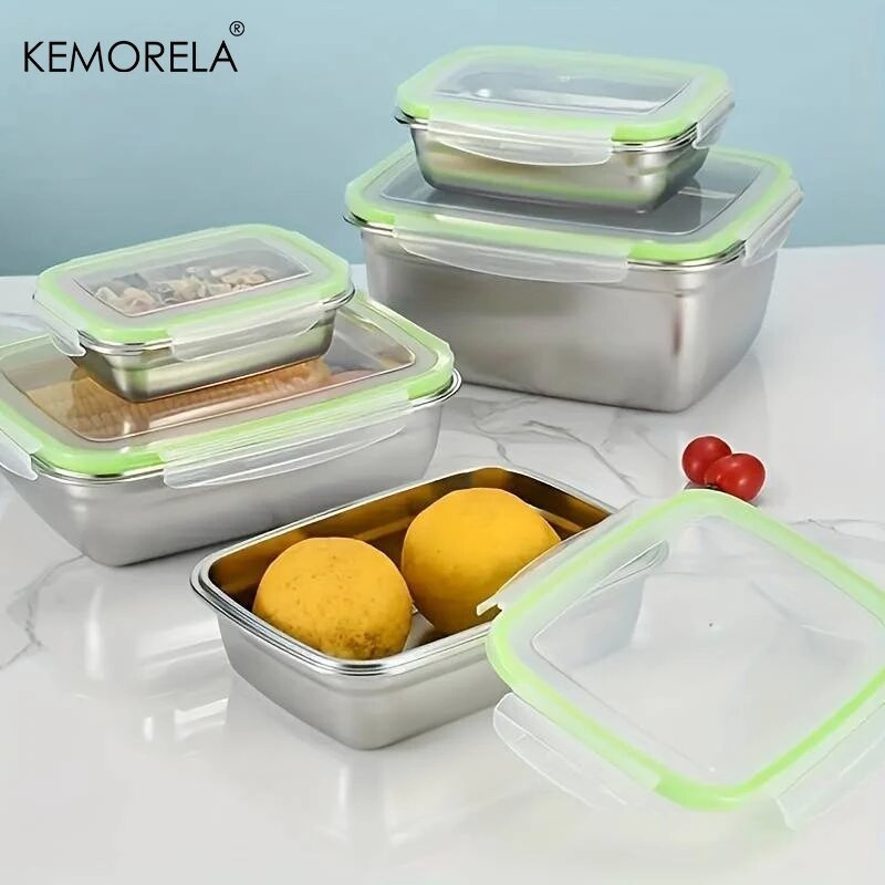 304 rozsdamentes acél Bento ebédlődoboz gyerekeknek felnőtteknek Hordozható frissen eltartható zárt dobozos ételtároló konténerek munkahelyi piknikhez