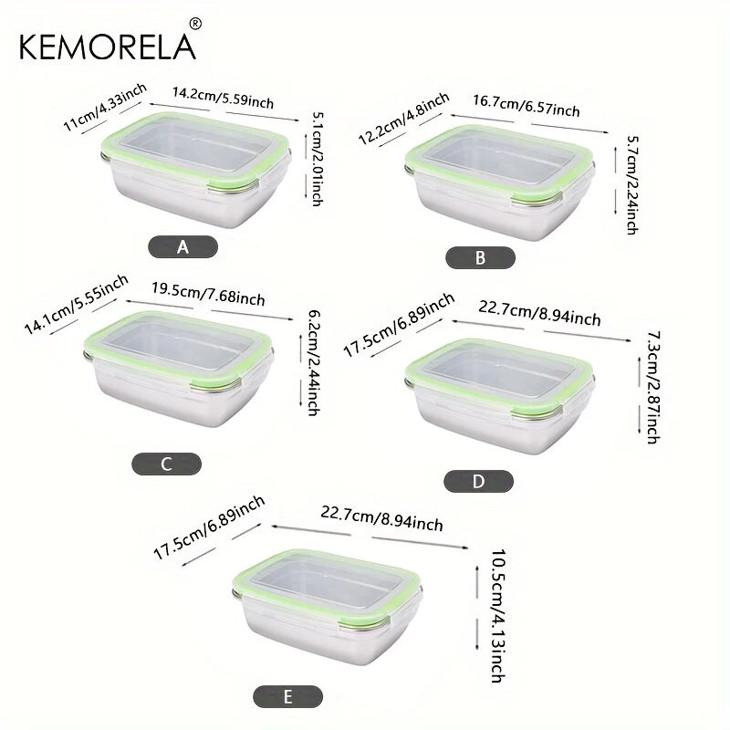 304 rozsdamentes acél Bento ebédlődoboz gyerekeknek felnőtteknek Hordozható frissen eltartható zárt dobozos ételtároló konténerek munkahelyi piknikhez