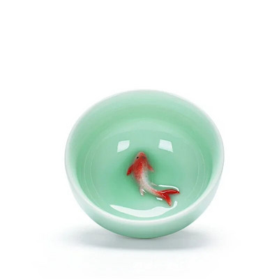 Китайски чаши за чай Порцеланови комплект чаши за чай с риба Celadon Чайник с насипни листа Сервии за пиене Чай Oolong Керамични комплекти за чай от Китай Кунг Фу