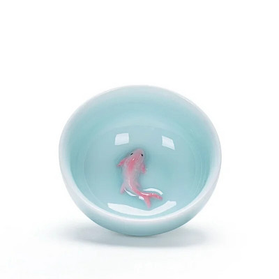 Китайски чаши за чай Порцеланови комплект чаши за чай с риба Celadon Чайник с насипни листа Сервии за пиене Чай Oolong Керамични комплекти за чай от Китай Кунг Фу