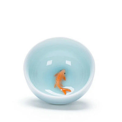 Китайски чаши за чай Порцеланови комплект чаши за чай с риба Celadon Чайник с насипни листа Сервии за пиене Чай Oolong Керамични комплекти за чай от Китай Кунг Фу