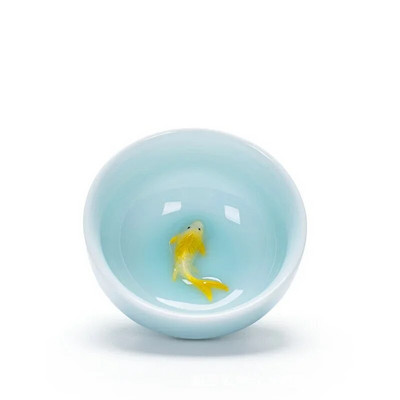 Китайски чаши за чай Порцеланови комплект чаши за чай с риба Celadon Чайник с насипни листа Сервии за пиене Чай Oolong Керамични комплекти за чай от Китай Кунг Фу