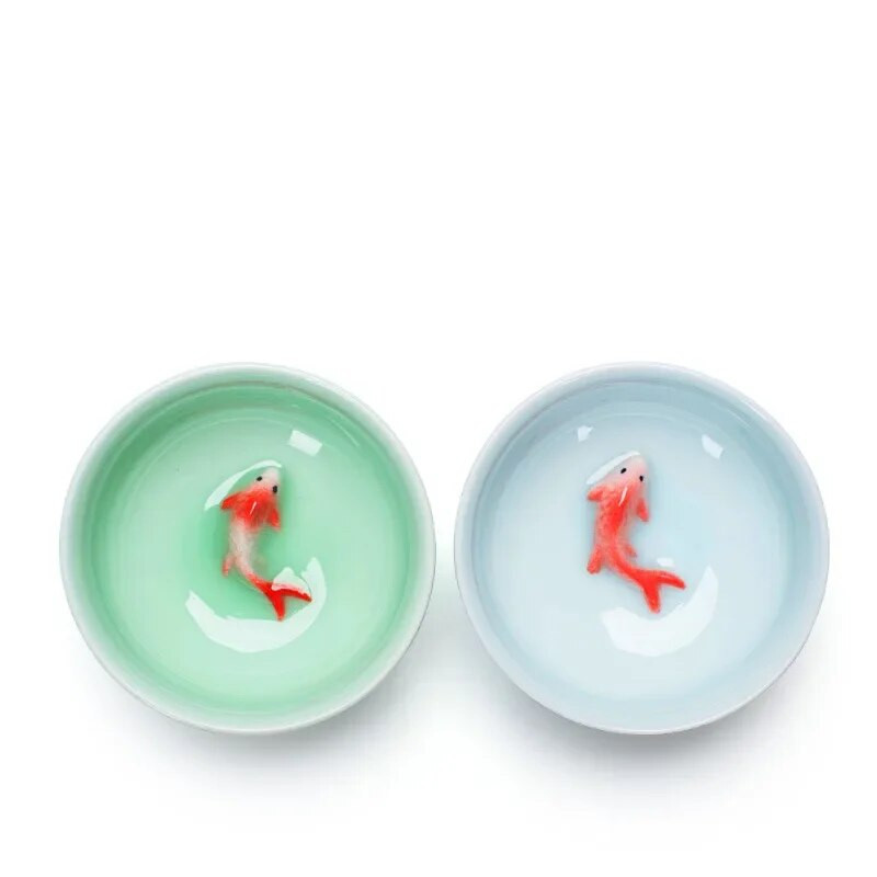 Kínai teáscsészék Porcelán celadon halas teáscsésze szett Laza levelű teáskanna ivóedény Oolong Tea Kerámia Kínai Kung Fu teáskészletek