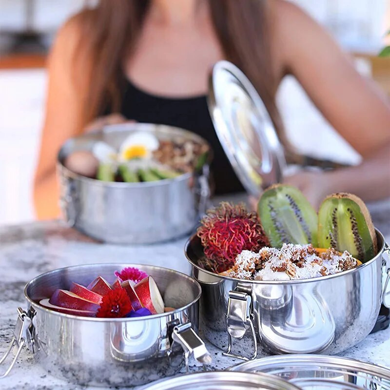 Koreai ebédlődoboz rozsdamentes acél nagy kapacitású Bento doboz lezárt szivárgásmentes piknik tároló doboz zöldség gyümölcs frissen tartó doboz