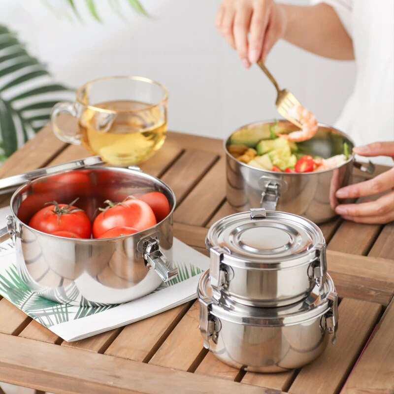 Koreai ebédlődoboz rozsdamentes acél nagy kapacitású Bento doboz lezárt szivárgásmentes piknik tároló doboz zöldség gyümölcs frissen tartó doboz