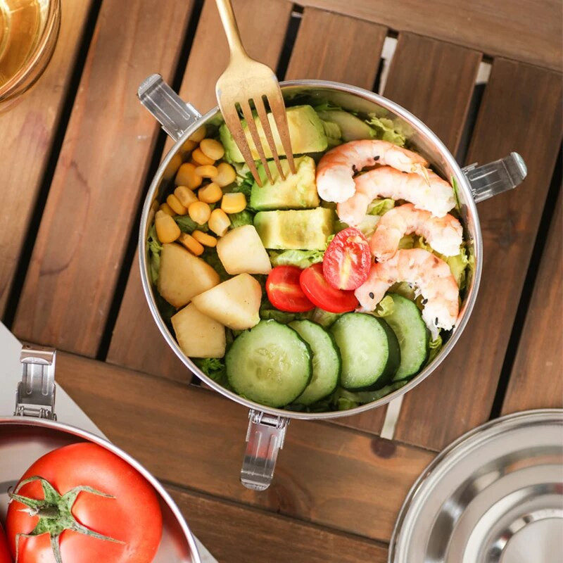 Koreai ebédlődoboz rozsdamentes acél nagy kapacitású Bento doboz lezárt szivárgásmentes piknik tároló doboz zöldség gyümölcs frissen tartó doboz