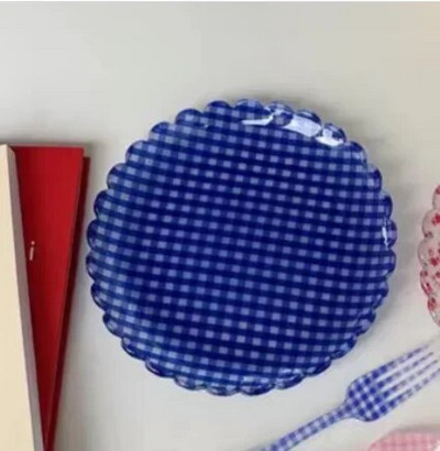 Пластмасова тава за десерт Акрилна чиния за торта Решетка Модел Spork Флорални чинии Декоративни сватбени партита Рожден ден Чиния с плодове Лъжица Вилица