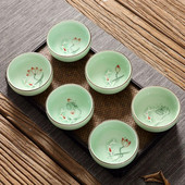 60ml Υψηλής ποιότητας Celadon Κινέζικο Κουνγκ Φου Σετ Τσαγιού Στρογγυλό Επίπεδο Κύπελλο Lotus Carp Pu`er Τσαγιού Ζωγραφισμένο στο χέρι Κεραμικό Μονό Φλυτζάνι Τσαγιού Κυπρίνου