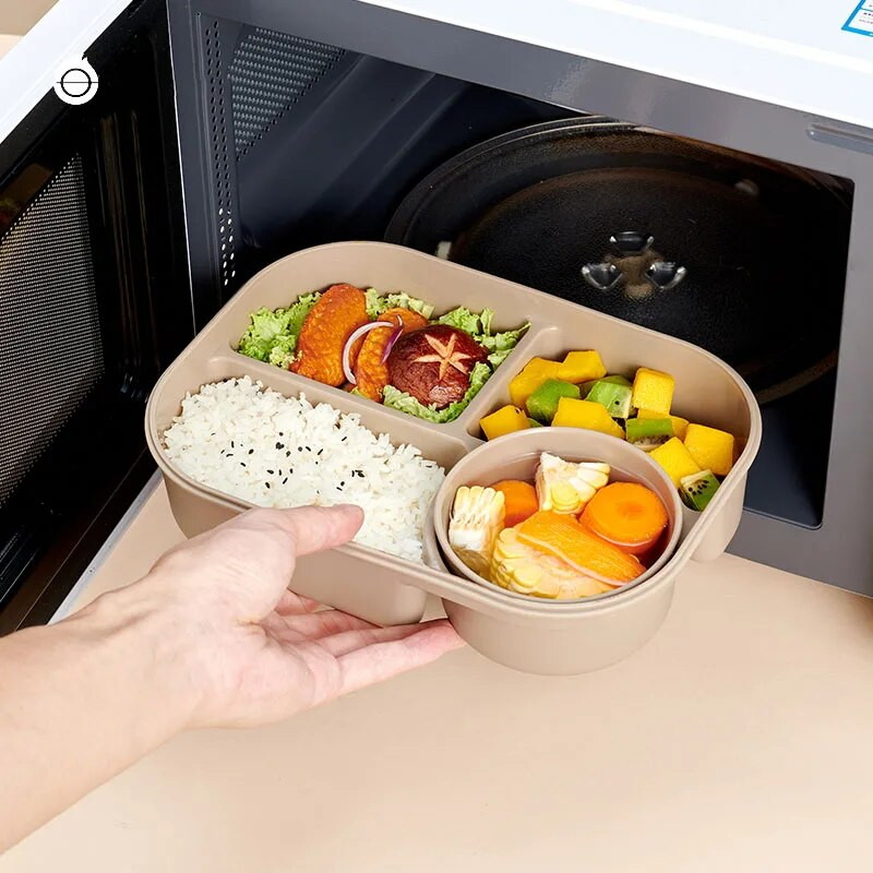 Hordozható Bento ebédlődoboz rekesszel, mikrohullámú sütőben működő műanyag ebédtartóval iskolás gyerekeknek, dolgozóknak, szivárgásmentes ételtartóval