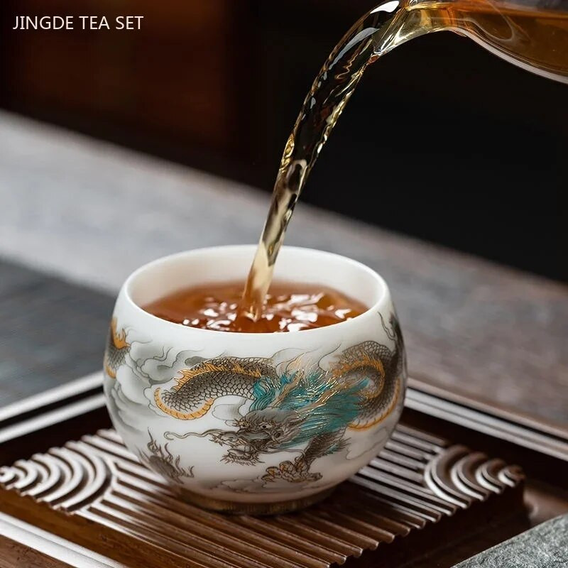 Kiváló minőségű retro kerámia teáscsésze kínai teáskészlet mesterpohár, testreszabott porcelán teáscsésze, kiváló, kézzel készített otthoni ivóeszköz