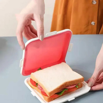 Φορητό σάντουιτς τοστ Bento Box Επαναχρησιμοποιήσιμο Κουτί σάντουιτς σιλικόνης Φιλικό προς το περιβάλλον Δοχείο μεσημεριανού φαγητού Σερβίτσιο σε φούρνο μικροκυμάτων