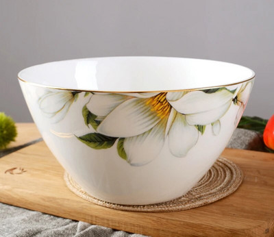 8-инчова купа за супа от истински костен порцелан за сервиране на вечеря, порцеланова купа за смесване, керамични десертни купи, кухненски съд за готвене