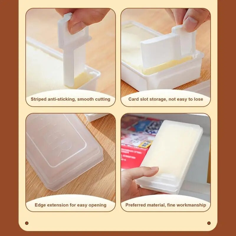 Vajastál fedővel Vajjal frissen tartó doboz vágószeletelővel Munkalapi vajdoboz hűtőben való tároláshoz otthon