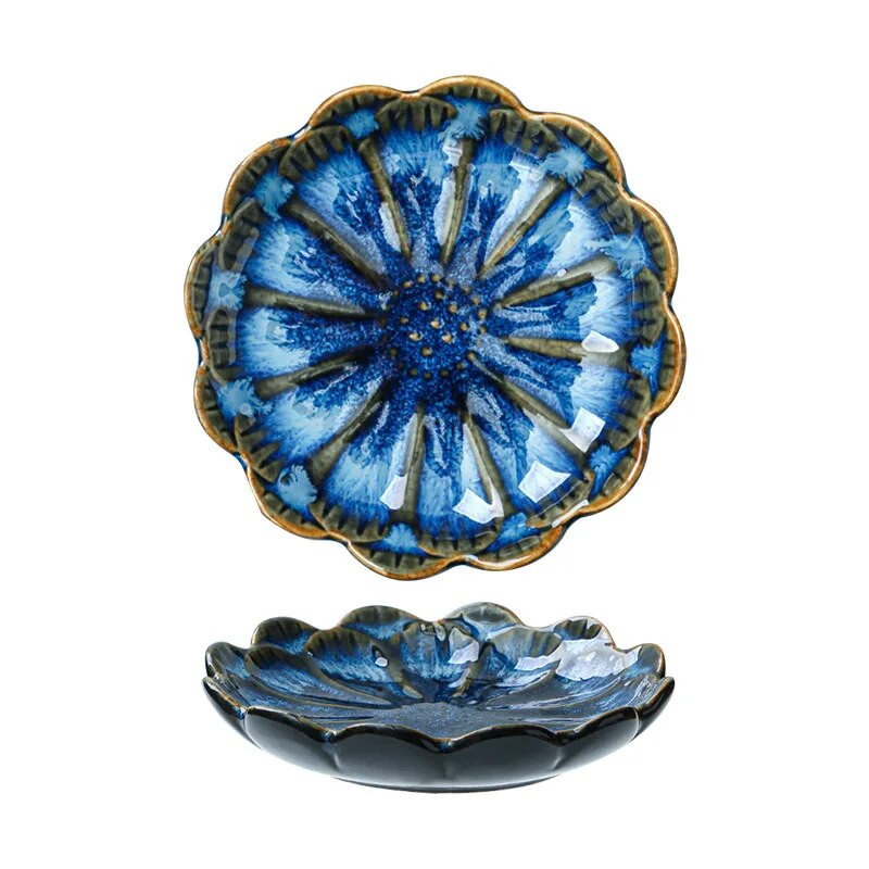 Kerámia ízes edény virág formájú porcelán dió csészealj kis tányéros mini szójaszósz fűszerezés étkészlet háztartási konyhai kellékek