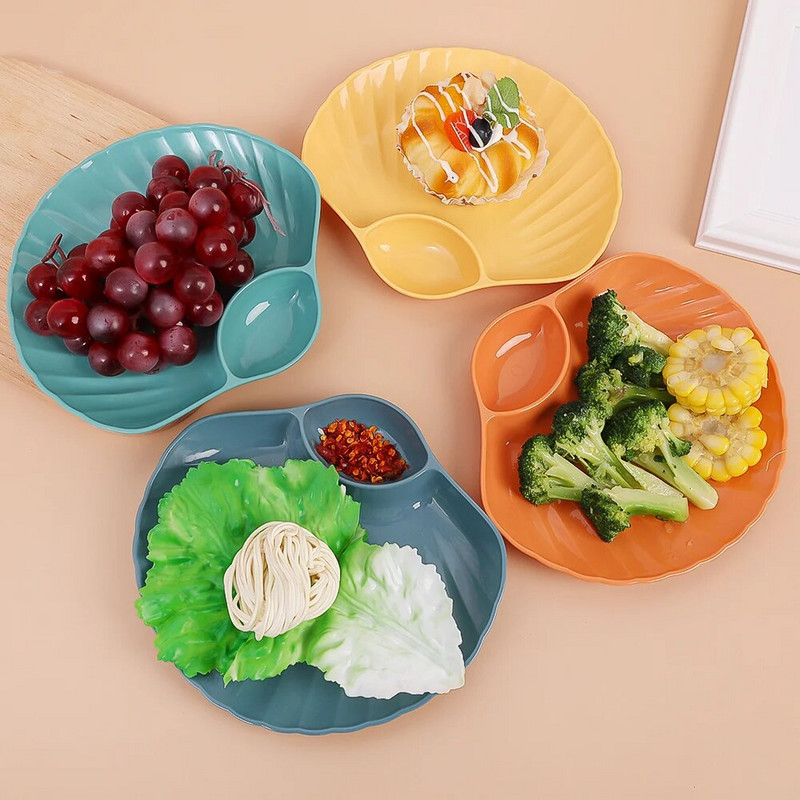 Kagylótál Műanyag gombóc tányér ecetes korongokkal Ecetes edények Sushi Reggeli szárított gyümölcs Snack Kagyló csontköpőtál