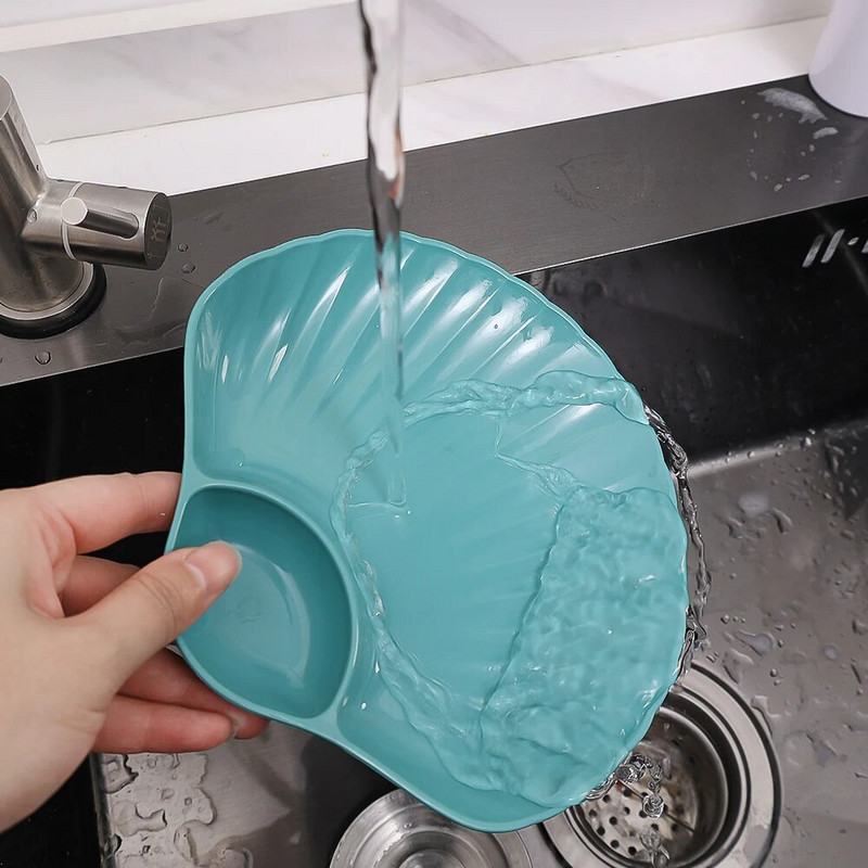 Kagylótál Műanyag gombóc tányér ecetes korongokkal Ecetes edények Sushi Reggeli szárított gyümölcs Snack Kagyló csontköpőtál