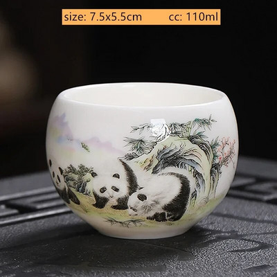 110 мл ръчно изработена китайска керамична чаша за чай Изискана бяла порцеланова чаша за чай Традиционна майсторска чаша Домакински прибори за напитки Аксесоари за чай