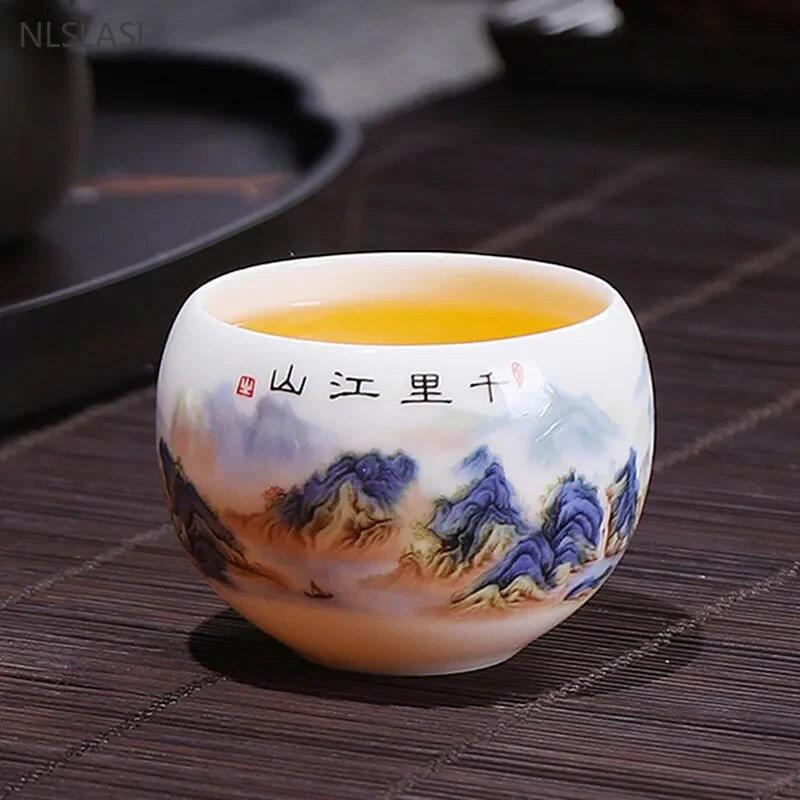 110 ml-es kézzel készített kínai kerámia teáscsésze Exquisite fehér porcelán teáscsésze Tradition Master Cup Háztartási ivóeszközök teatartozékok