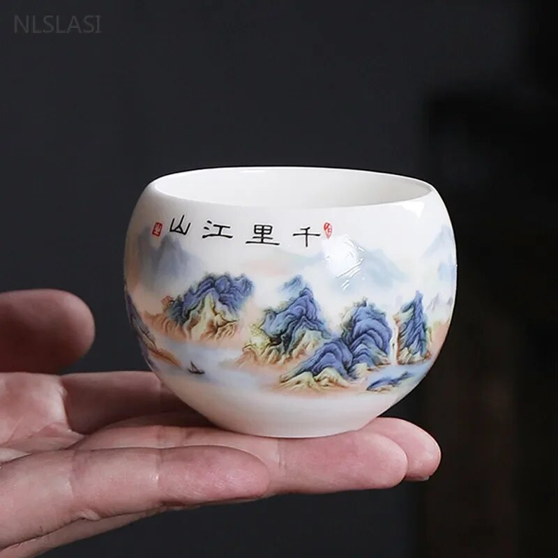 110 ml-es kézzel készített kínai kerámia teáscsésze Exquisite fehér porcelán teáscsésze Tradition Master Cup Háztartási ivóeszközök teatartozékok
