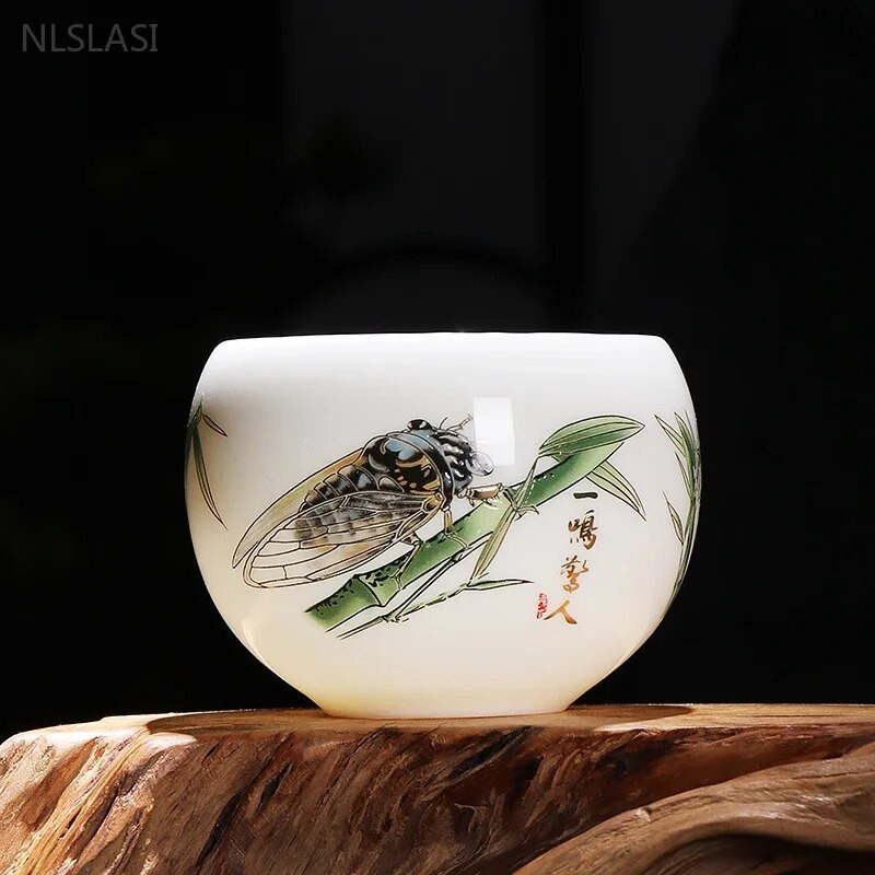 110 ml-es kézzel készített kínai kerámia teáscsésze Exquisite fehér porcelán teáscsésze Tradition Master Cup Háztartási ivóeszközök teatartozékok