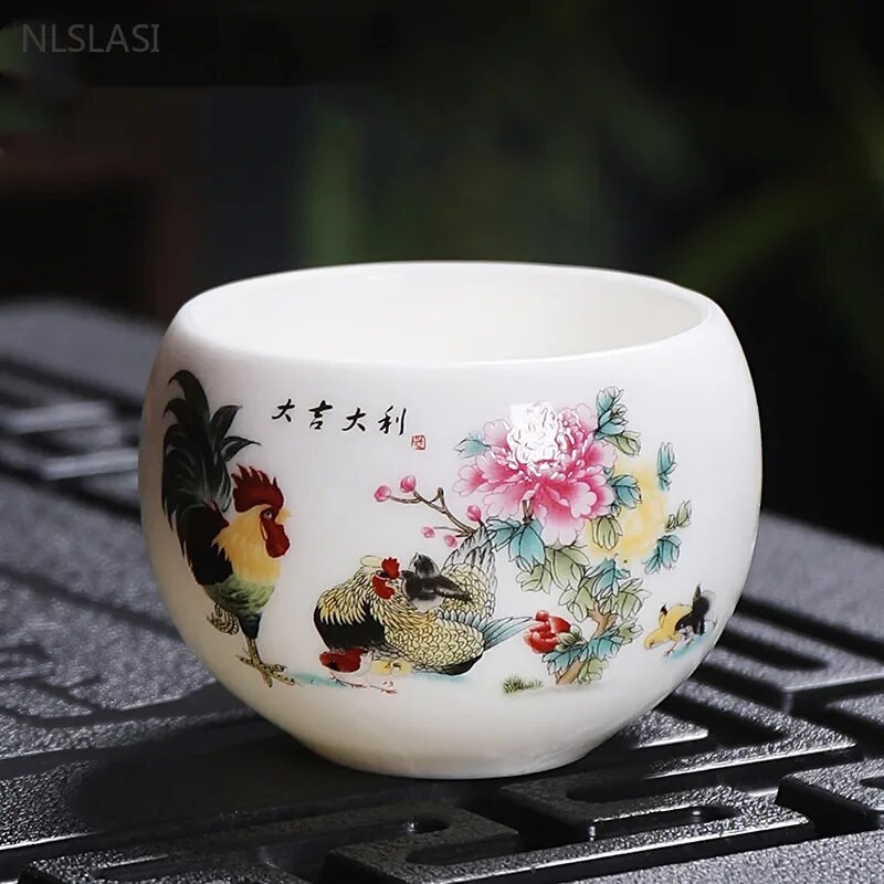 110 ml-es kézzel készített kínai kerámia teáscsésze Exquisite fehér porcelán teáscsésze Tradition Master Cup Háztartási ivóeszközök teatartozékok