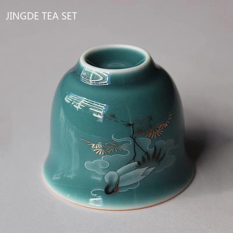 Színes máz Crane Kerámia teáscsésze Háztartási teáscsésze kínai teáskészlet teásszertartás kiegészítők Antik porcelán teástál ivóedény