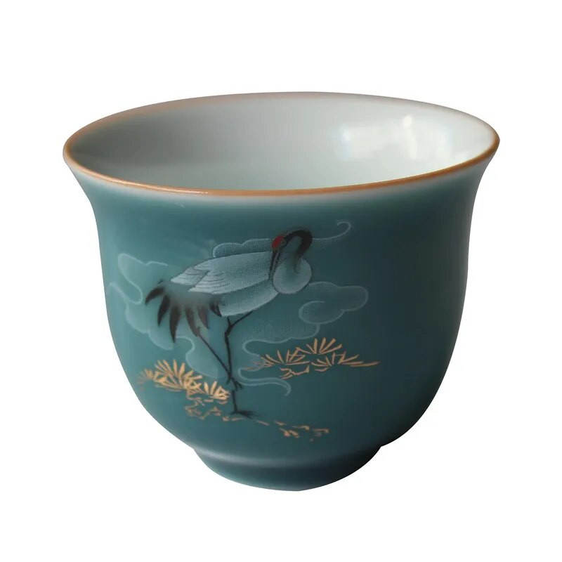 Színes máz Crane Kerámia teáscsésze Háztartási teáscsésze kínai teáskészlet teásszertartás kiegészítők Antik porcelán teástál ivóedény