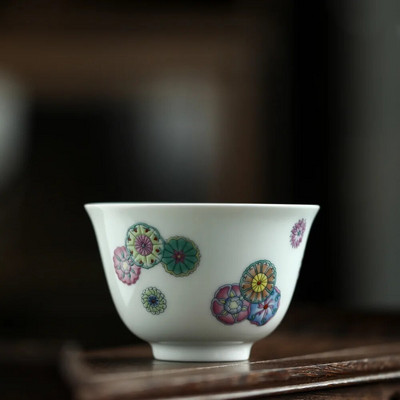 Антична топка с цветя Чаша за чай Красиви кунг-фу чаши за чай Комплект за чаена церемония Първа слана Чаша за чай Lily Deng's Store