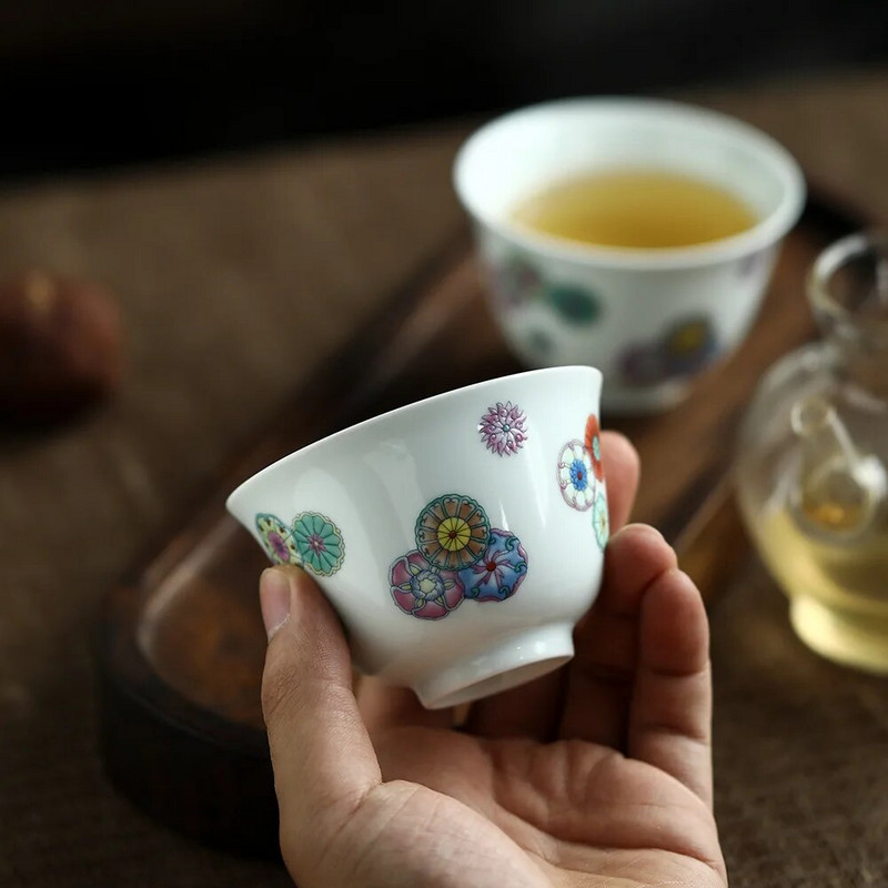Antik golyós virágok teáscsésze Gyönyörű kung fu teáscsészék készlet a teaszertartáshoz, First Frost teáscsésze Lily Deng üzlete