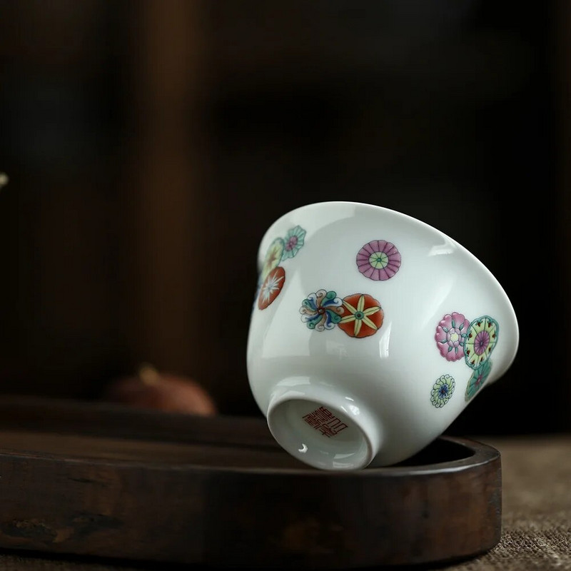 Antik golyós virágok teáscsésze Gyönyörű kung fu teáscsészék készlet a teaszertartáshoz, First Frost teáscsésze Lily Deng üzlete