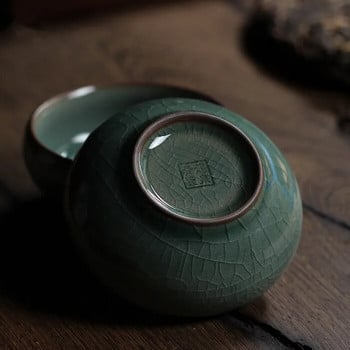 Китайски Longquan Celadon порцеланова чаша за чай и чинийка Чаена купа със златна рибка 60 ml Чаша за чай Celadon Crackle