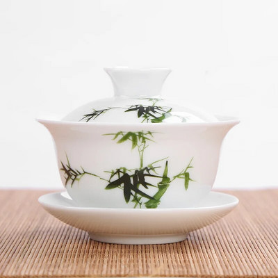 Китайски традиции gai wan комплект за чай Чаени комплекти от костен Китай Dehua gaiwan комплект порцеланова тенджера за чай за пътуване Красив и лесен чайник