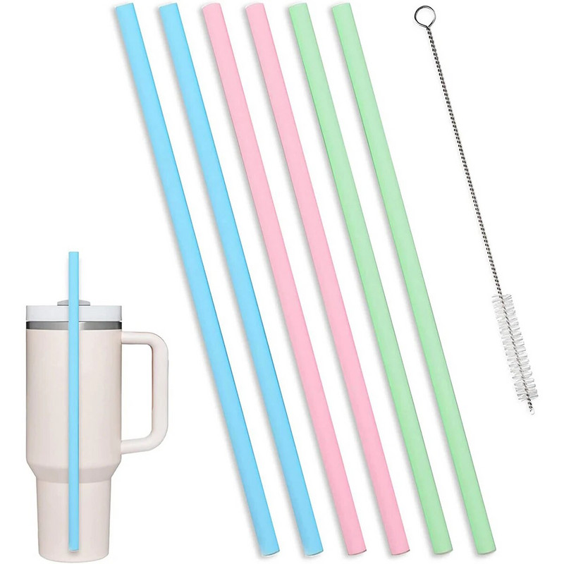 6 csomag csereszívószál a Stanley Cup Adventure Quencher utazási pohárhoz tisztítókefével a Stanely Cuphoz