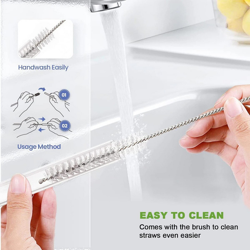 6 csomag csereszívószál a Stanley Cup Adventure Quencher utazási pohárhoz tisztítókefével a Stanely Cuphoz