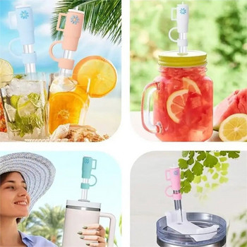 2бр. Купа с форма на чаша Stanley Straw Topper Creative Multi-color Silicone Stanley Straw Cover Прахоустойчива хигиенична детска