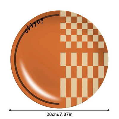 Скандинавска трапезарна чиния Кръгла чиния от бамбукови влакна с принт за сервиране на салата, десерт, торта, плодова чиния за храна Кухненски консумативи 20 см