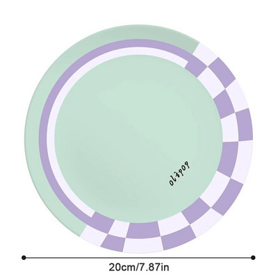 Скандинавска трапезарна чиния Кръгла чиния от бамбукови влакна с принт за сервиране на салата, десерт, торта, плодова чиния за храна Кухненски консумативи 20 см