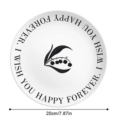 Скандинавска трапезарна чиния Кръгла чиния от бамбукови влакна с принт за сервиране на салата, десерт, торта, плодова чиния за храна Кухненски консумативи 20 см