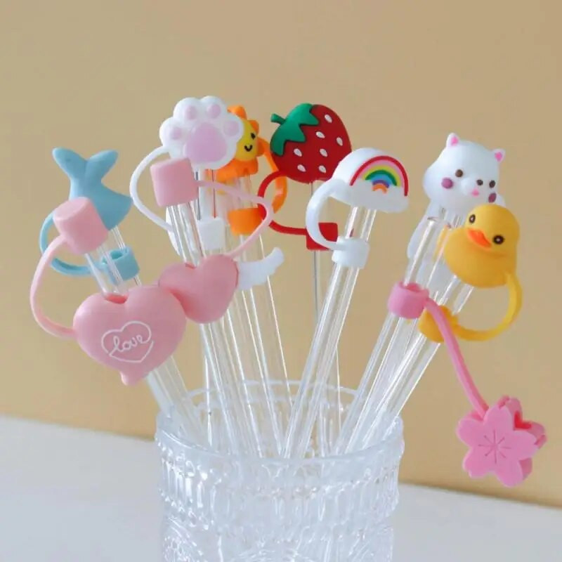 1 db rajzfilm szilikon szívószál hegyek iváshoz porvédő sapka fröccsenésmentes dugók fedő Creative csésze tartozékok 6-8 mm-es szalmatömítő eszközök