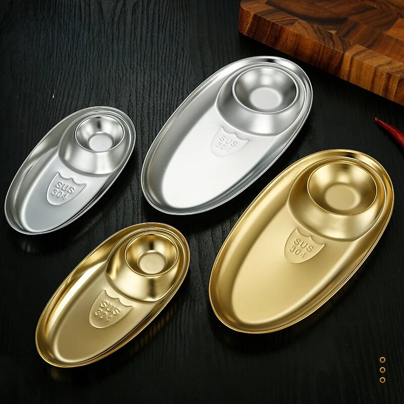 Rozsdamentes acél Vacsoratálca Ebédtartály Uzsonnatál gombóc tányér Előétel Tálalás sült krumpli tál Konyhai kütyük