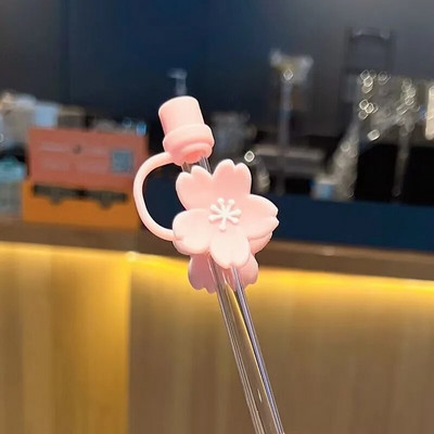 Kawaii Cherry Straw Cover Dust Cap Silicone Cute Straw Toppers For Tumbler Drinking Charm Διακοσμητικό κάλυμμα για καλαμάκια 8mm 1 ΤΜ