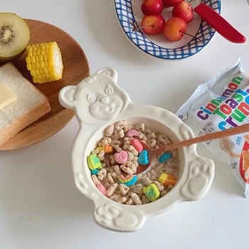 Корейски Ins Bear Plate Sweet Dessert Snack Plate Карикатура Салата Зърнена Котка Заек Купа Закуска Салата Чиния Плодова Керамична Чиния