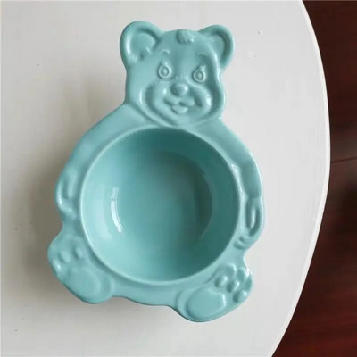 Корейски Ins Bear Plate Sweet Dessert Snack Plate Карикатура Салата Зърнена Котка Заек Купа Закуска Салата Чиния Плодова Керамична Чиния