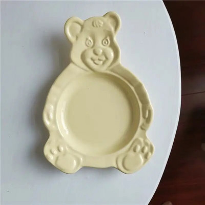 Корейски Ins Bear Plate Sweet Dessert Snack Plate Карикатура Салата Зърнена Котка Заек Купа Закуска Салата Чиния Плодова Керамична Чиния