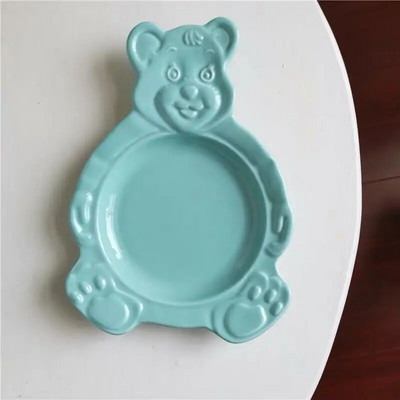 Корейски Ins Bear Plate Sweet Dessert Snack Plate Карикатура Салата Зърнена Котка Заек Купа Закуска Салата Чиния Плодова Керамична Чиния