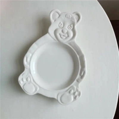 Корейски Ins Bear Plate Sweet Dessert Snack Plate Карикатура Салата Зърнена Котка Заек Купа Закуска Салата Чиния Плодова Керамична Чиния