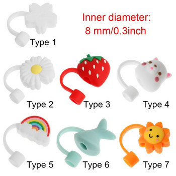 Креативна силиконова тапа за сламка Многократно използваема капачка за прах за пиене Стъклена чаша Аксесоари Тапи с анимационни мотиви Накрайници Капак Кухненски съдове и прибори Почистете