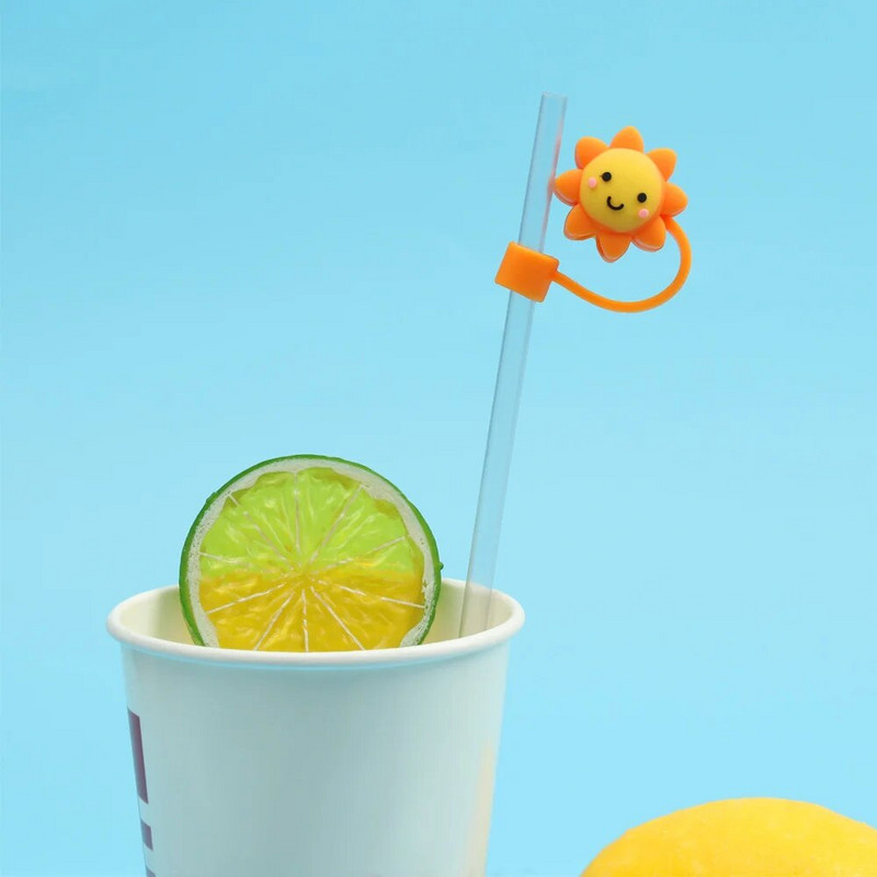 Kreatív szilikon szívószálas dugó, újrafelhasználható ivóporos kupak üvegpohár Tartozékok Rajzfilm Dugók Tippek Takarás Konyhai Italedények Tisztítása