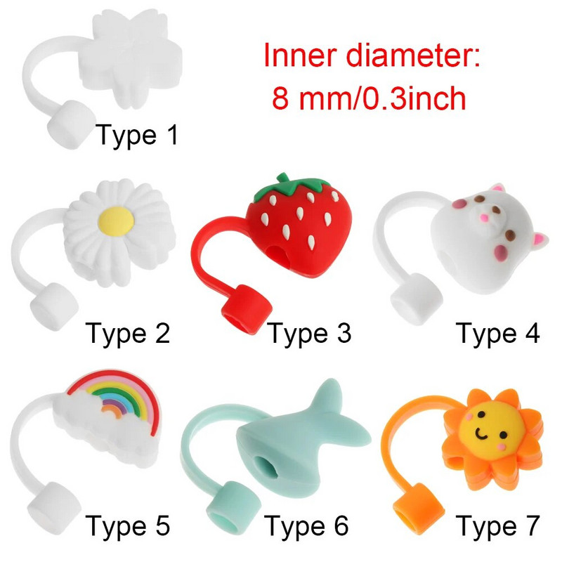 Kreatív szilikon szívószálas dugó, újrafelhasználható ivóporos kupak üvegpohár Tartozékok Rajzfilm Dugók Tippek Takarás Konyhai Italedények Tisztítása